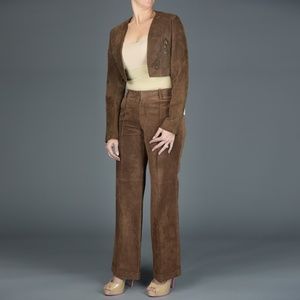 New Margaret Godfrey Suede Laser-cut pant suit Set